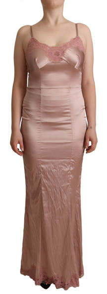 Dolce & Gabbana Pink Lace Long Bodycon Maxi Polyester Dress Dolce & Gabbana Pink Lace Long Bodycon Maxi Polyester Dress