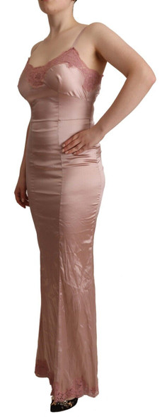 Dolce & Gabbana Pink Lace Long Bodycon Maxi Polyester Dress Dolce & Gabbana Pink Lace Long Bodycon Maxi Polyester Dress