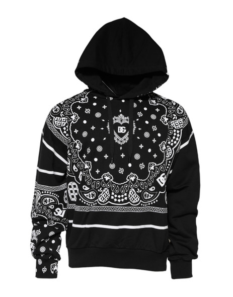 Dolce & Gabbana Black Bandana Hooded Men Sweatshirt Sweater TSH90750 Dolce & Gabbana Black Bandana Hooded Men Sweatshirt Sweater TSH90750