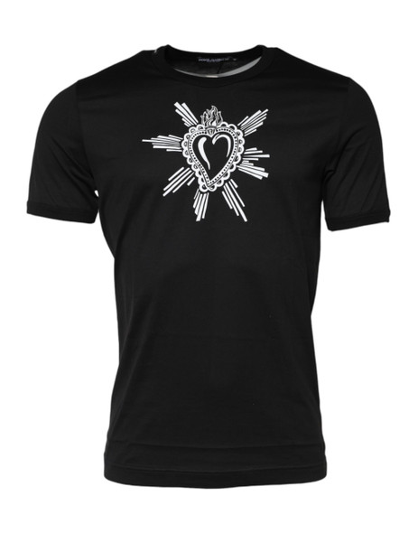 Black Sacred Heart Cotton Crew Neck T-shirt Black Sacred Heart Cotton Crew Neck T-shirt