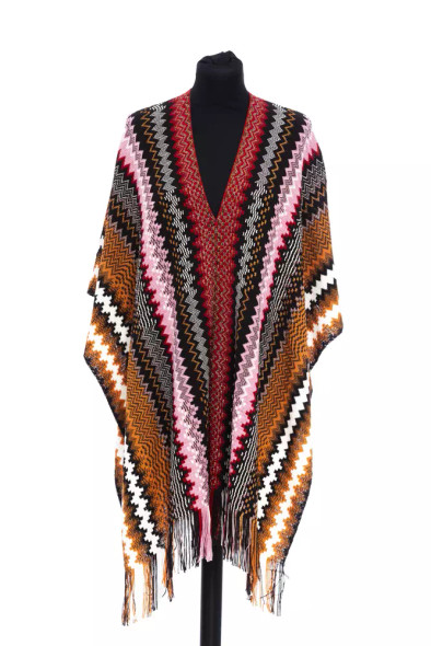 Multicolor Wool Women Poncho MI-22221 Multicolor Wool Women Poncho MI-22221
