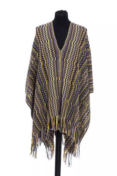 Multicolor Wool Women Poncho MI-22220 Multicolor Wool Women Poncho MI-22220