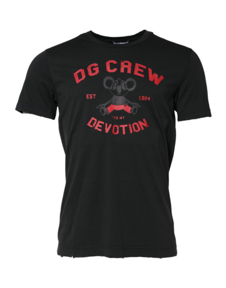 Dolce & Gabbana Black DG Crew Devotion Cotton Crew Neck T-shirt Dolce & Gabbana Black DG Crew Devotion Cotton Crew Neck T-shirt