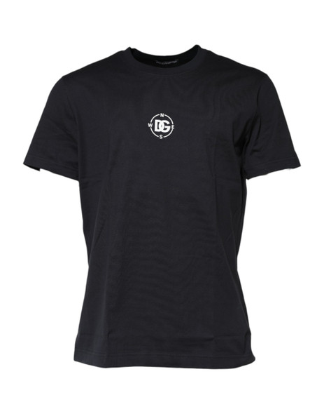 Dolce & Gabbana Black DG Compass Print Cotton Crew Neck T-shirt Dolce & Gabbana Black DG Compass Print Cotton Crew Neck T-shirt