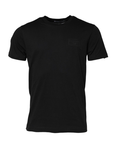 Dolce & Gabbana Black Logo Plaque Cotton Crew Neck T-shirt Dolce & Gabbana Black Logo Plaque Cotton Crew Neck T-shirt