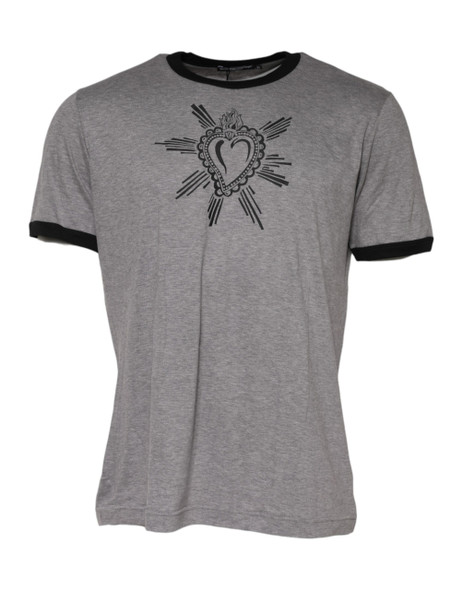 Gray Sacred Heart Cotton Crew Neck T-shirt Gray Sacred Heart Cotton Crew Neck T-shirt