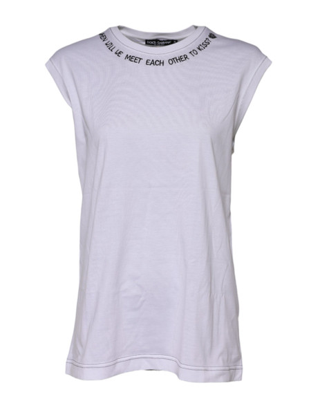 Dolce & Gabbana White Cotton Sleeveless Printed Tank T-shirt TSH90620 Dolce & Gabbana White Cotton Sleeveless Printed Tank T-shirt TSH90620