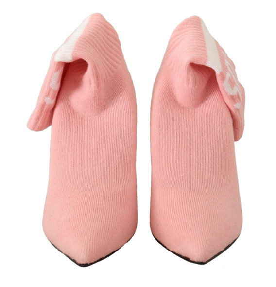 Pink Suede Logo Socks Block Heel Ankle Boots Shoes Pink Suede Logo Socks Block Heel Ankle Boots Shoes