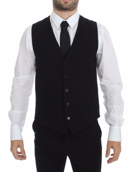 Dolce & Gabbana Black Cotton Dress Vest Blazer Jacket Dolce & Gabbana Black Cotton Dress Vest Blazer Jacket