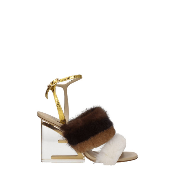 Fendi Brown Mink Strap-Ons Sandals Fendi Brown Mink Strap-Ons Sandals