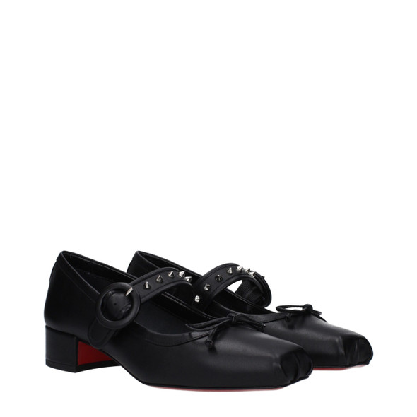 Black Leather Ballet Flats LO9489348067593BT Black Leather Ballet Flats LO9489348067593BT