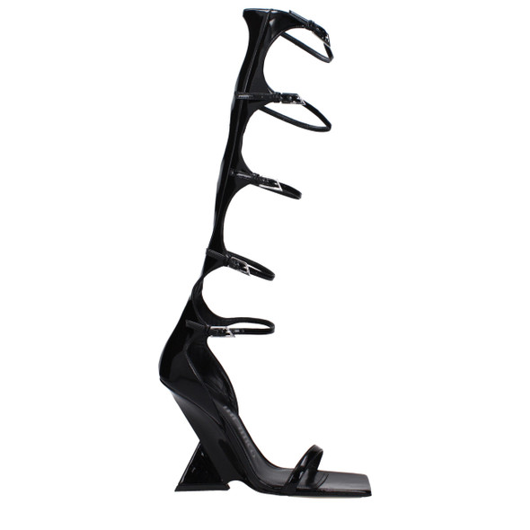 The Attico Black Leather Stiletto Heels Sandals TH10031460122889BT The Attico Black Leather Stiletto Heels Sandals TH10031460122889BT