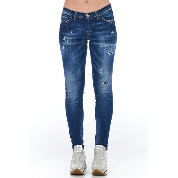 Frankie Morello Blue Cotton Women Jeans FR-21764 Frankie Morello Blue Cotton Women Jeans FR-21764