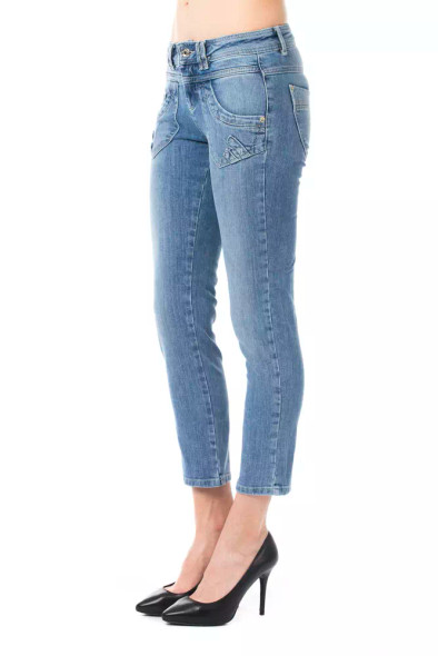 Light Blue Cotton Women Capri Jean Light Blue Cotton Women Capri Jean