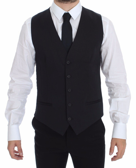 Blue Cotton Stretch Dress Vest Blazer Blue Cotton Stretch Dress Vest Blazer