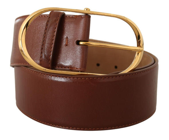 Dolce & Gabbana Brown Leather Gold Metal Oval Buckle Belt Dolce & Gabbana Brown Leather Gold Metal Oval Buckle Belt