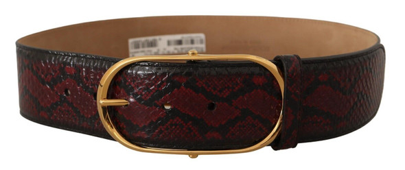 Red Exotic Leather Gold Oval Buckle Belt Red Exotic Leather Gold Oval Buckle Belt