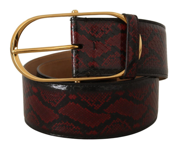 Dolce & Gabbana Red Exotic Leather Gold Oval Buckle Belt Dolce & Gabbana Red Exotic Leather Gold Oval Buckle Belt
