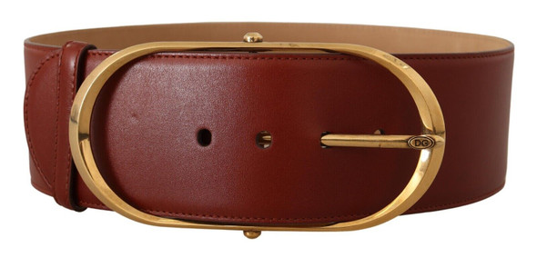 Dolce & Gabbana Maroon Leather Gold Metal Oval Buckle Belt Dolce & Gabbana Maroon Leather Gold Metal Oval Buckle Belt
