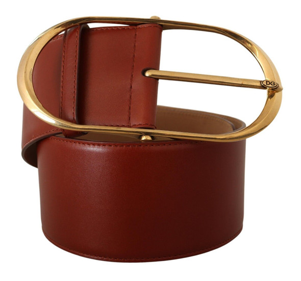 Dolce & Gabbana Maroon Leather Gold Metal Oval Buckle Belt Dolce & Gabbana Maroon Leather Gold Metal Oval Buckle Belt