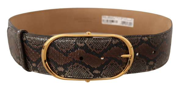 Dolce & Gabbana Brown Exotic Leather Gold Oval Buckle Belt BEL8361 Dolce & Gabbana Brown Exotic Leather Gold Oval Buckle Belt BEL8361