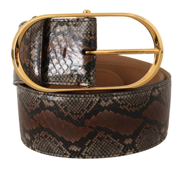 Dolce & Gabbana Brown Exotic Leather Gold Oval Buckle Belt BEL8361 Dolce & Gabbana Brown Exotic Leather Gold Oval Buckle Belt BEL8361