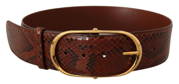 Dolce & Gabbana Brown Exotic Leather Gold Oval Buckle Belt BEL8363 Dolce & Gabbana Brown Exotic Leather Gold Oval Buckle Belt BEL8363