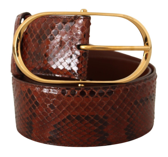 Dolce & Gabbana Brown Exotic Leather Gold Oval Buckle Belt BEL8363 Dolce & Gabbana Brown Exotic Leather Gold Oval Buckle Belt BEL8363