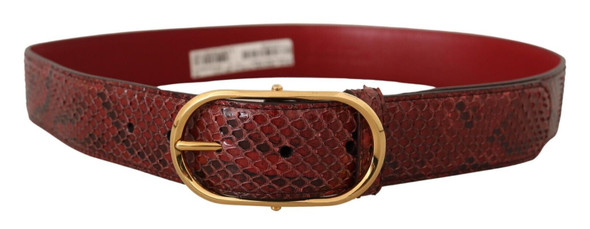 Dolce & Gabbana Red Exotic Leather Gold Oval Buckle Belt BEL8366 Dolce & Gabbana Red Exotic Leather Gold Oval Buckle Belt BEL8366
