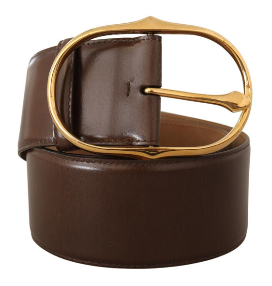 Brown Leather Gold Metal Oval Buckle Belt BEL8380 Brown Leather Gold Metal Oval Buckle Belt BEL8380