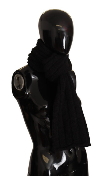 Dolce & Gabbana Black Virgin Wool Knitted Unisex Warmer Shawl Scarf Dolce & Gabbana Black Virgin Wool Knitted Unisex Warmer Shawl Scarf