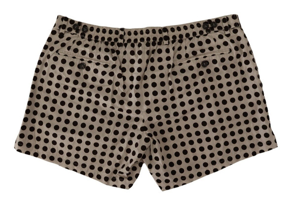 Black White Polka Dots Cotton Linen Shorts Black White Polka Dots Cotton Linen Shorts