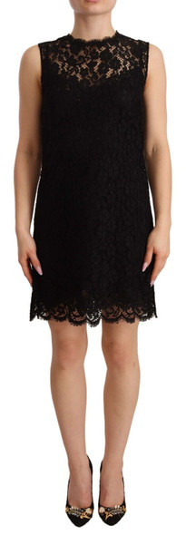 Black Floral Lace Sheath Sleeveless Mini Dress Black Floral Lace Sheath Sleeveless Mini Dress