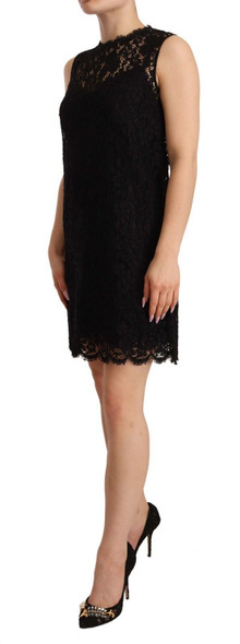 Black Floral Lace Sheath Sleeveless Mini Dress Black Floral Lace Sheath Sleeveless Mini Dress
