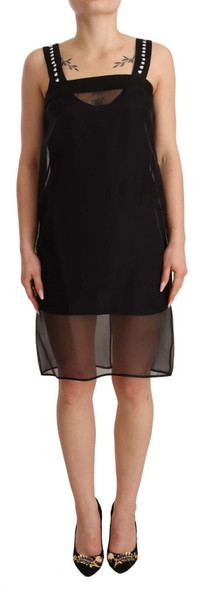 Dolce & Gabbana Black Silk Stretch Crystal Sheath Mini Dress Dolce & Gabbana Black Silk Stretch Crystal Sheath Mini Dress