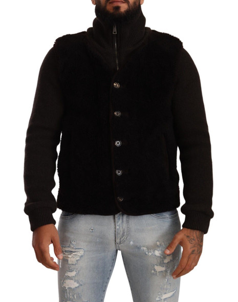 Dolce & Gabbana Black Leather Mens Turtle Neck Coat Jacket Dolce & Gabbana Black Leather Mens Turtle Neck Coat Jacket