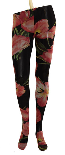 Dolce & Gabbana Black Floral Print Nylon Tights Stockings Dolce & Gabbana Black Floral Print Nylon Tights Stockings