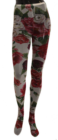 Dolce & Gabbana White Floral Print Tights Nylon Stockings Dolce & Gabbana White Floral Print Tights Nylon Stockings