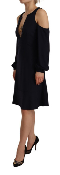 Twinset Black Long Sleeves Open Shoulder A-line Dress Twinset Black Long Sleeves Open Shoulder A-line Dress