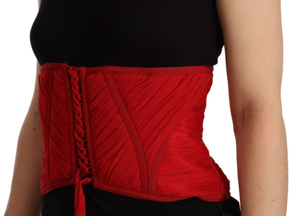 Dolce & Gabbana Red Corset Belt Stretch Waist Strap Silk Top Dolce & Gabbana Red Corset Belt Stretch Waist Strap Silk Top