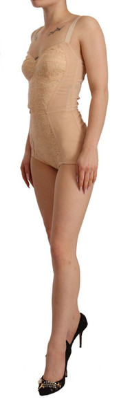 Dolce & Gabbana Beige Nylon Floral Lace Bodysuit Underwear Dolce & Gabbana Beige Nylon Floral Lace Bodysuit Underwear