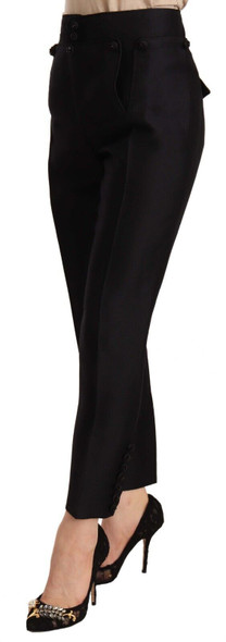 Dsquared² Black Button Embellished Cropped High Waist Pants Dsquared² Black Button Embellished Cropped High Waist Pants