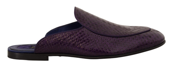 Dolce & Gabbana Purple Exotic Leather Flats Slides Shoes Dolce & Gabbana Purple Exotic Leather Flats Slides Shoes