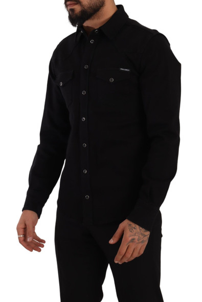 Dolce & Gabbana Black Slim Cotton Denim Stretch Shirt Dolce & Gabbana Black Slim Cotton Denim Stretch Shirt