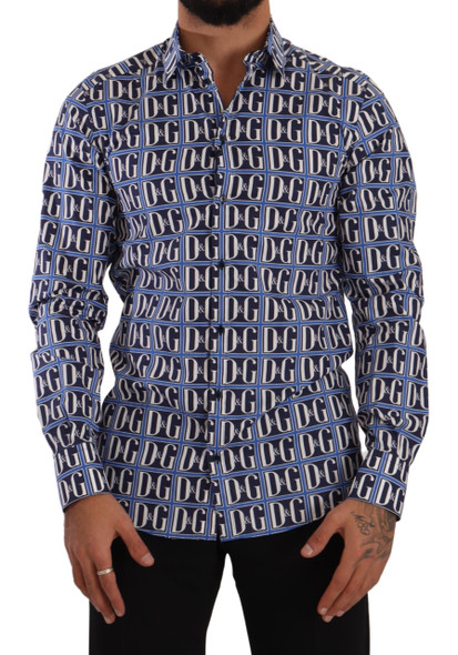 Blue Logo Mania Slim Fit Cotton Shirt Blue Logo Mania Slim Fit Cotton Shirt