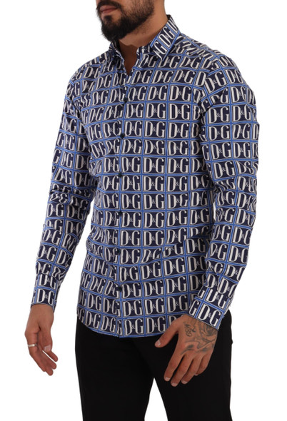 Dolce & Gabbana Blue Logo Mania Slim Fit Cotton Shirt Dolce & Gabbana Blue Logo Mania Slim Fit Cotton Shirt