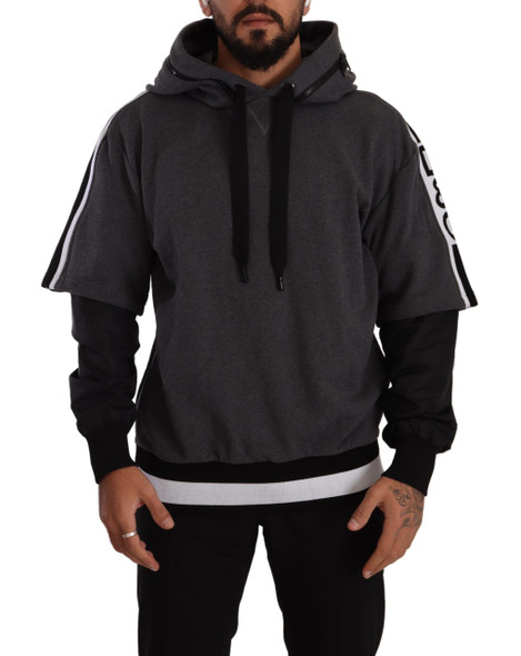 Dolce & Gabbana Gray Black Cotton Hooded #DGMILLENNIALS Sweater Dolce & Gabbana Gray Black Cotton Hooded #DGMILLENNIALS Sweater