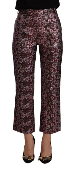 Multicolor Floral Jacquard Flared Cropped Pants Multicolor Floral Jacquard Flared Cropped Pants