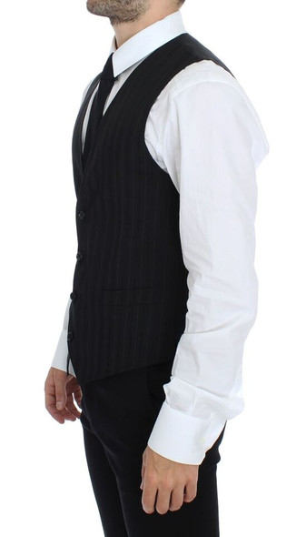 Black Striped Stretch Dress Vest Gilet Black Striped Stretch Dress Vest Gilet