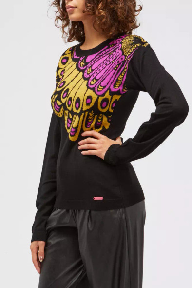 Black Wool Women Sweater CU-22159 Black Wool Women Sweater CU-22159